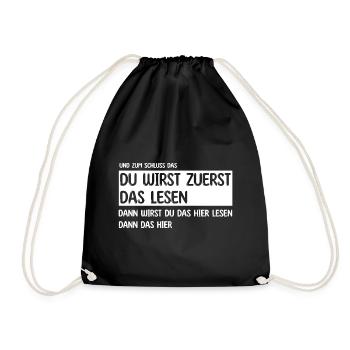 Du wirst zuerst das lesen - Turnbeutel - Schwarz - Vorne