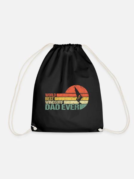 Windsurfen Windsurfer Beste Papa Dad Spruch Retro - Turnbeutel - Schwarz