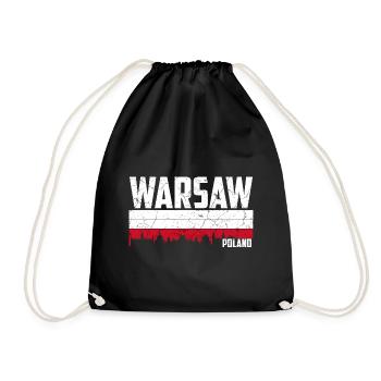 Warschau Polen - Turnbeutel - Schwarz - Vorne