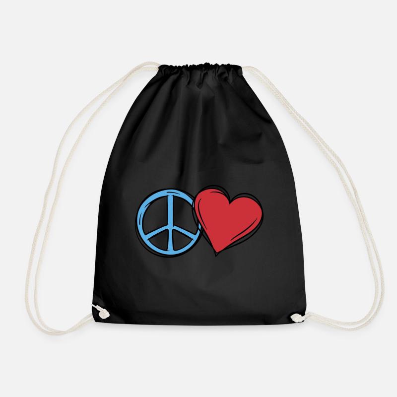 Herz Weltfrieden Peace Frieden Liebe Geschenkidee - Turnbeutel - Schwarz