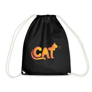 Cat - Cute Cat Logo - Drawstring Bag - black - Front