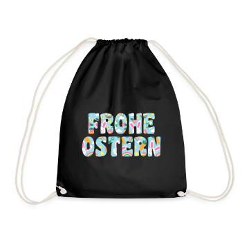 Osterhase Hase Ostern - Turnbeutel - Schwarz - Vorne