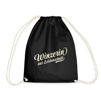 Winzerin aus Leidenschaft - Motivation und Erfolg - Turnbeutel - Schwarz - Vorne