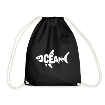 Ocean - Cool Shark Ocean Logo - Drawstring Bag - black - Front