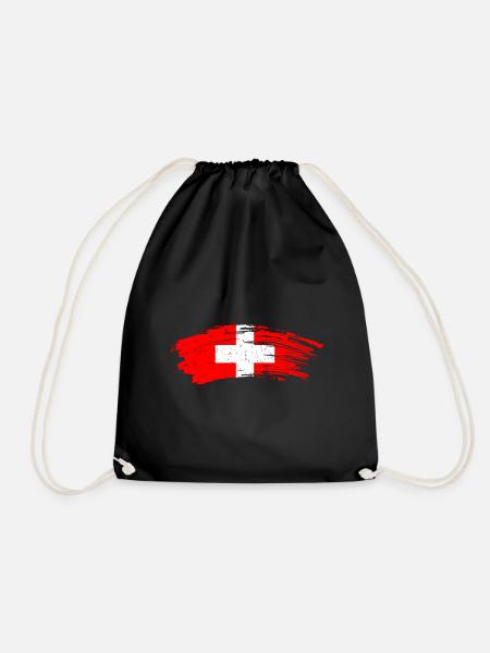 Switzerland - Drawstring Bag - black