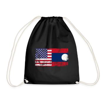Awesome Half American Half Laotian Lao People Laos - Drawstring Bag - black - Front