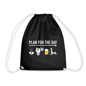Motocross Tagesplan - Plan For The Day - Turnbeutel - Schwarz - Vorne