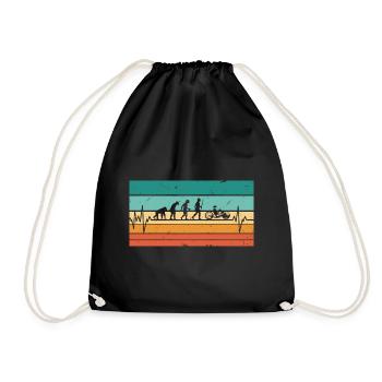 Vintage Heartbeat Handbike Bike Handbike - Drawstring Bag - black - Front