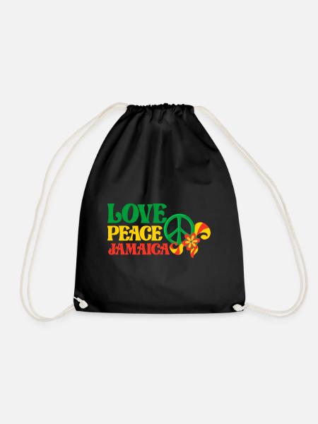 Love Peace Jamaica - Turnbeutel - Schwarz