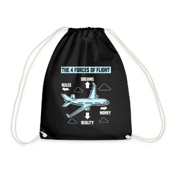 The Four 4 Forces Of Flight Spruch Geschenk TShirt - Turnbeutel - Schwarz - Vorne