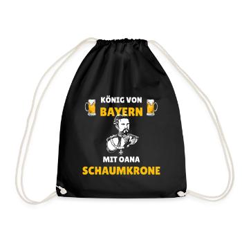 König von Bayern - Ludwig Spruch mit Bier Motiv - Turnbeutel - Schwarz - Vorne