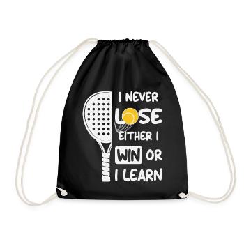 Padel I never Lose either I Win or I Learn - Drawstring Bag - black - Front