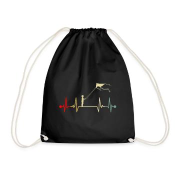 Kite Flying Kite Flying Heartbeat Retro - Drawstring Bag - black - Front