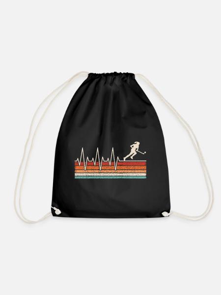 Field Hockey Heartbeat - Drawstring Bag - black