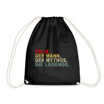 Felix Mann Vorname Lustig Spruch Geburtstagsgesche - Turnbeutel - Schwarz - Vorne