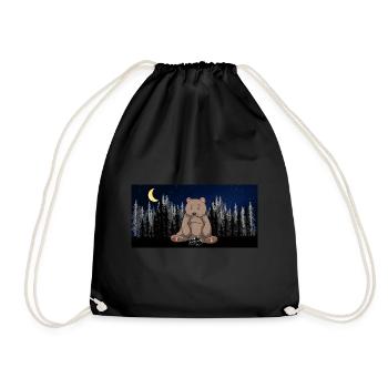 Forêt sauvage Ciel étoilé Ours brun Ours ours - Sac de sport léger - noir - Devant