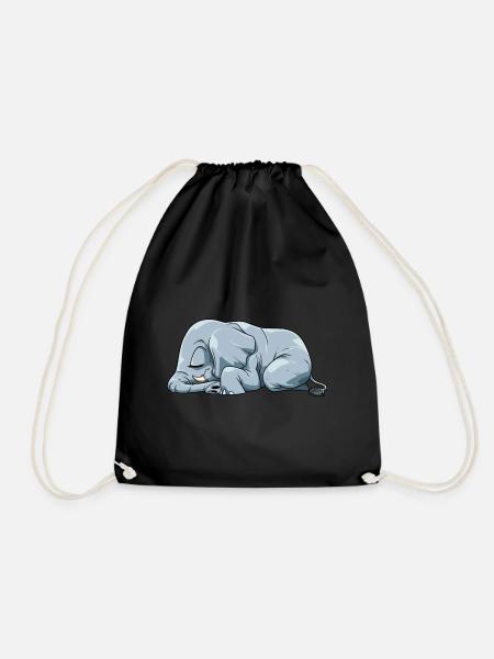 Niedlicher Schlafender Elefant - Turnbeutel - Schwarz