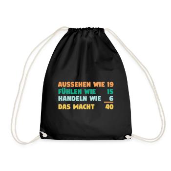 Vierzig Vierzigster 40 Jahre Geburtstag - Turnbeutel - Schwarz - Vorne