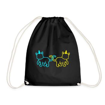 Einhörner Katzen Retro Vintage 80er 90er Katze - Turnbeutel - Schwarz - Vorne