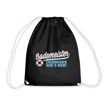 Bademeister Schwimmen Freibad Schwimmbad Geschenk - Turnbeutel - Schwarz - Vorne