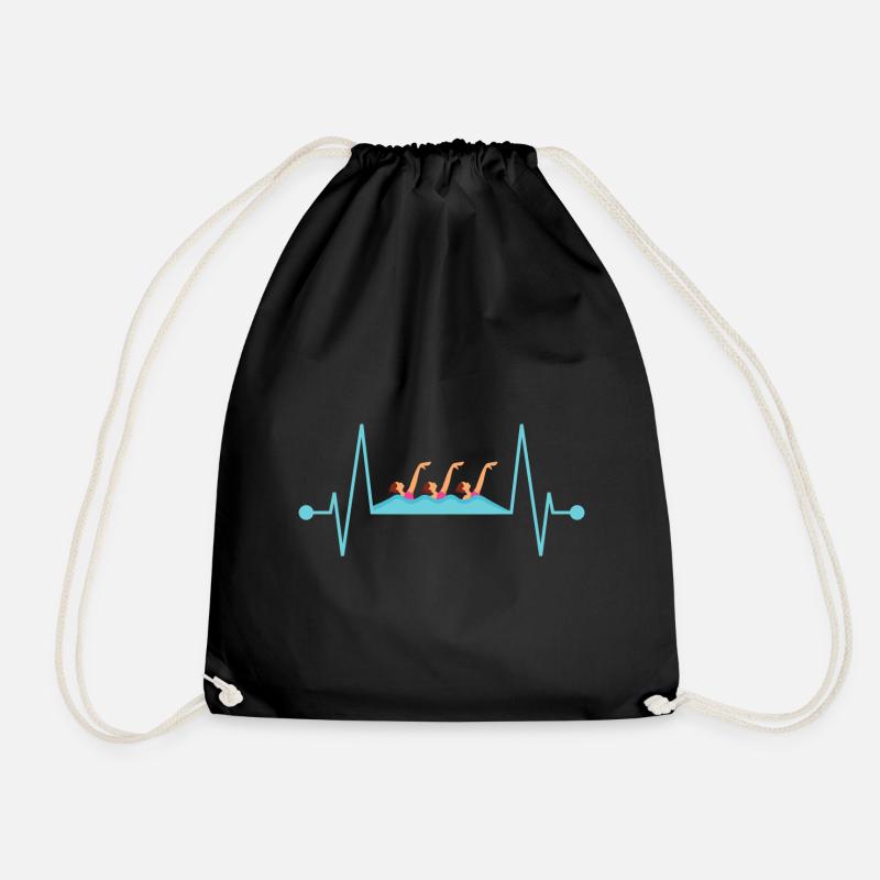 Synchronized swimming heartbeat - Drawstring Bag - black