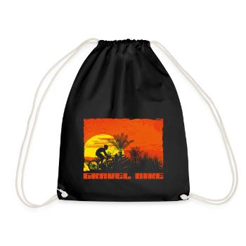 Gravel bike tour in the sunset under palm trees - Drawstring Bag - black - Front