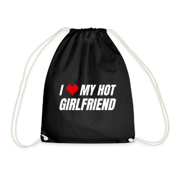I Heart My Gamer Girl Girlfriend Zocken Pc Zocker - Drawstring Bag - black - Front