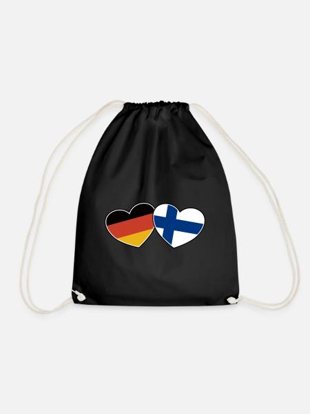 Deutsch Finnische Freundschaft - Geschenk - Turnbeutel - Schwarz