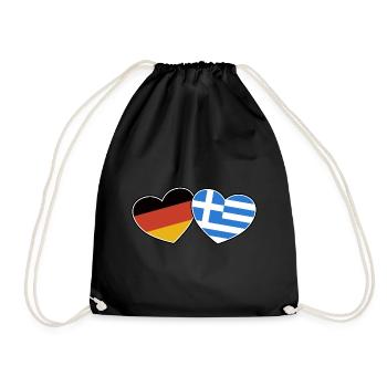 Deutsch Griechische Freundschaft - Geschenk - Turnbeutel - Schwarz - Vorne