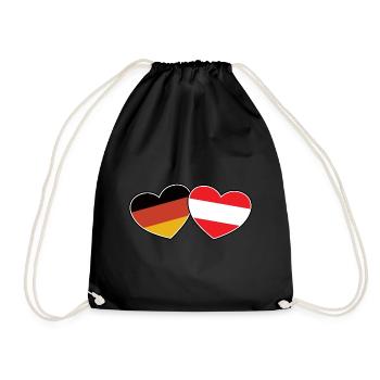 Deutsch Österreichische Freundschaft - Geschenk - Turnbeutel - Schwarz - Vorne