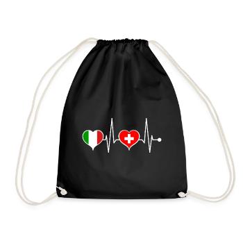 Suisse Italie Drapeau rythme cardiaque - Sac de sport léger - noir - Devant