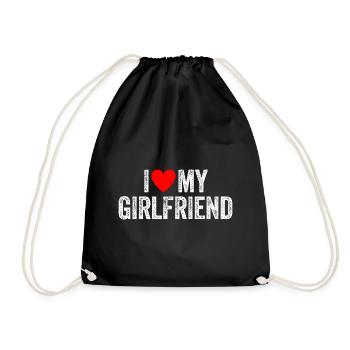 I Love My Girlfriend Valentine's Day Girlfriend - Drawstring Bag - black - Front