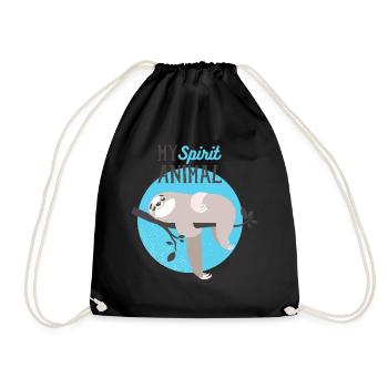 MY spirit animal- Faultier faul Tier Spaß - Drawstring Bag - black - Front