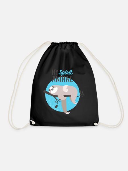 MY spirit animal- Faultier faul Tier Spaß - Drawstring Bag - black