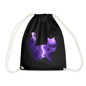 Cat Kitten Lightning Moon Stars Gift - Drawstring Bag - black - Front