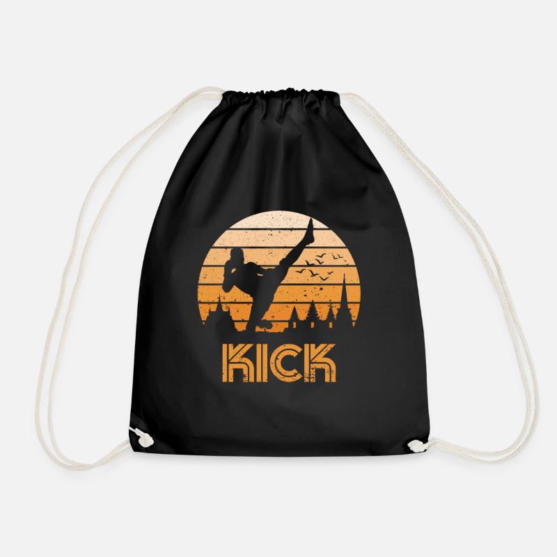 Retro Sunset Kickboxing Male - Drawstring Bag - black