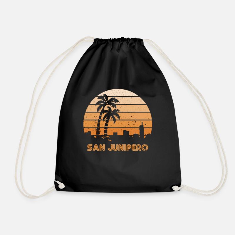 Retro Sunset Junipero - Drawstring Bag - black
