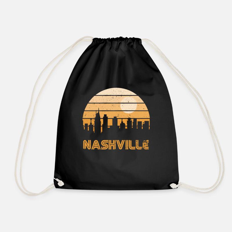 Retro Sunset Nashville - Drawstring Bag - black