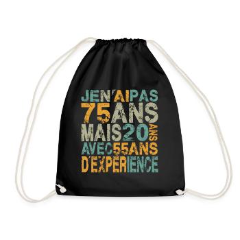 Je n'ai pas 75 ans, anniversaire 75 ans - Sac de sport léger - noir - Devant