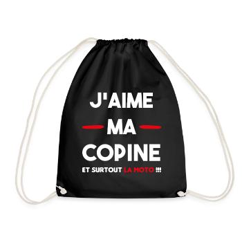 cadeau marrant motarde en couple moto copine - Sac de sport léger - noir - Devant