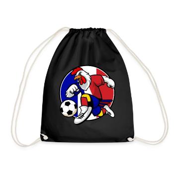 Frankreich Hahn Fußball Fan - Turnbeutel - Schwarz - Vorne