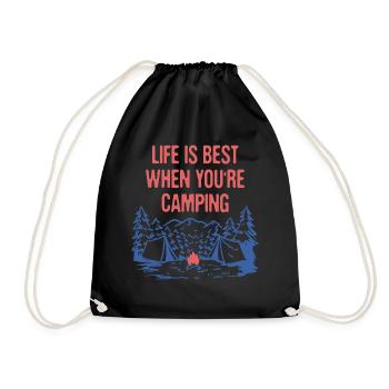 Life is Best When Camping Positivity Camper - Drawstring Bag - black - Front