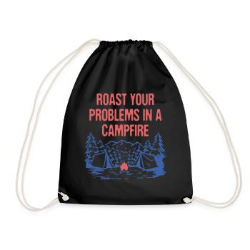 Roast Problems in a Campfire Positivity Camping - Drawstring Bag - black - Front