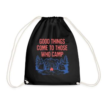 Good Things Come Motivational Quote Camping - Turnbeutel - Schwarz - Vorne