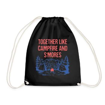 Together Like Campfire & S'mores Camping Sayings - Drawstring Bag - black - Front