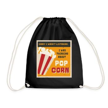 Popcorn essen ironisches Sprichwort Corn Pop Corn - Turnbeutel - Schwarz - Vorne