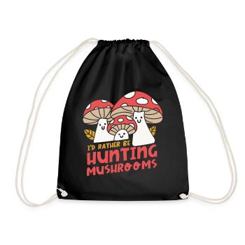 Hunting Mushrooms Nature Vegetables Shiitake - Drawstring Bag - black - Front