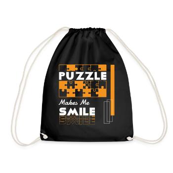 Jigsaw Puzzling Smile Hobby Puzzle Master - Drawstring Bag - black - Front