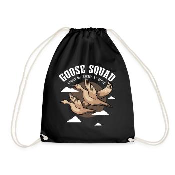 Goose Squad Ironic Quote Cute Geese Squad - Drawstring Bag - black - Front
