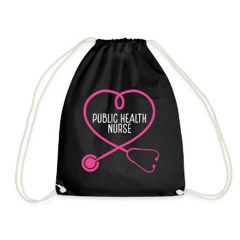 Public Health Nurse Stethoscope Appreciation - Drawstring Bag - black - Front